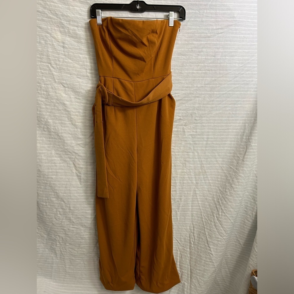 FOREVER 21 BROWN Jumpsuit Romper Sleeveless Trousers Belted Pants Outfit Size M